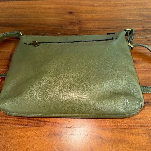 Fossil Kinley Green Leather Suede Crossbody Shoulder Bag Purse - Picture 8 of 16